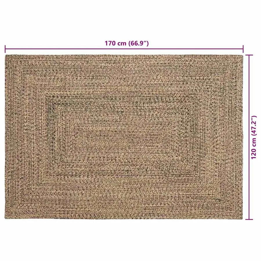 Tapis de surface Naturel et noir 120 x 170 cm Jute - 9
