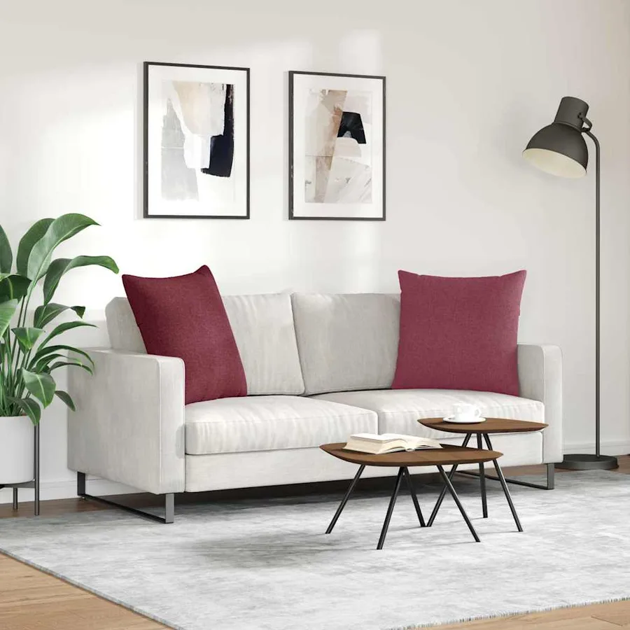 Coussins de canapé 2 pcs Bordeaux 80 x 80 cm tissu - 4