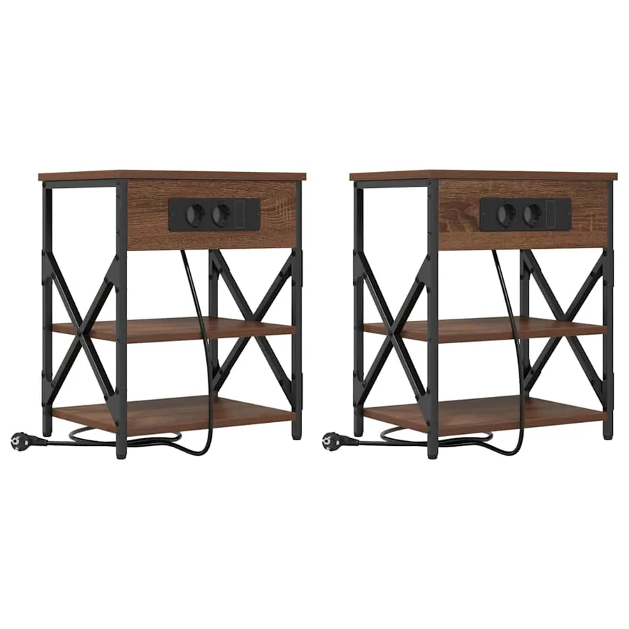 Cabinet de chevet avec étagère 2 pcs Chêne brun 41 x 31 x 51 cm - 2