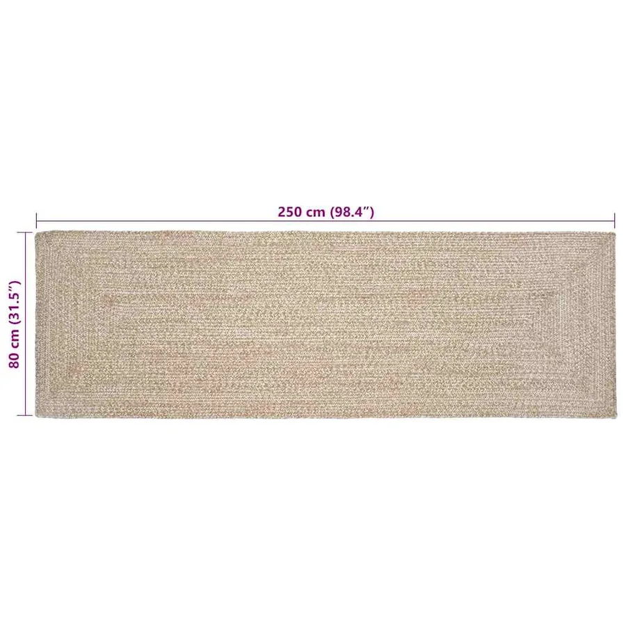 Tapis de surface Naturel et Blanc 80 x 250 cm Jute - 8