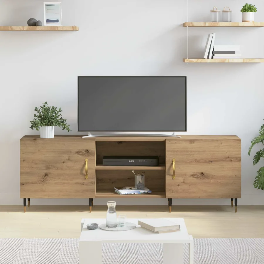 Meuble TV 150 x 30 x 50 cm chêne artisanal Bois d'ingénierie - 4