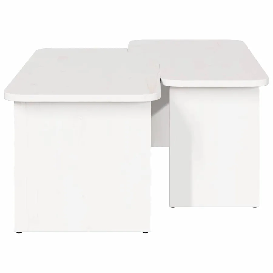 Table basse 2 pcs Blanc Bois massif en pin - 8