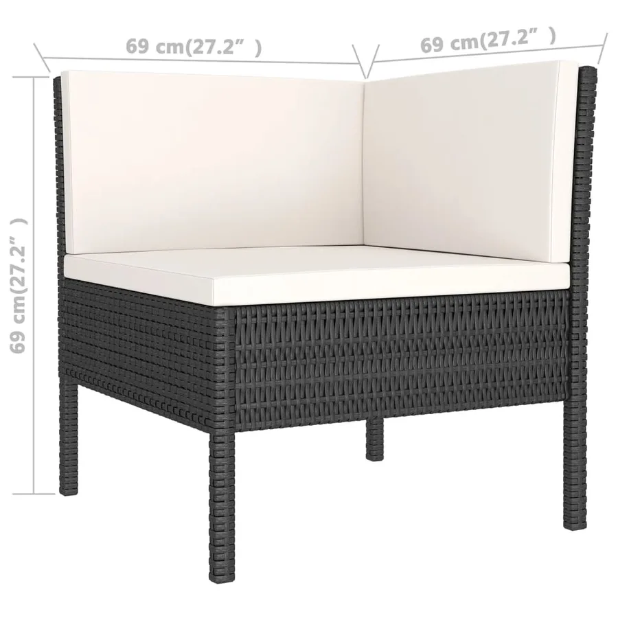 Salon de jardin 9 pcs avec coussins Résine tressée Noir - 6