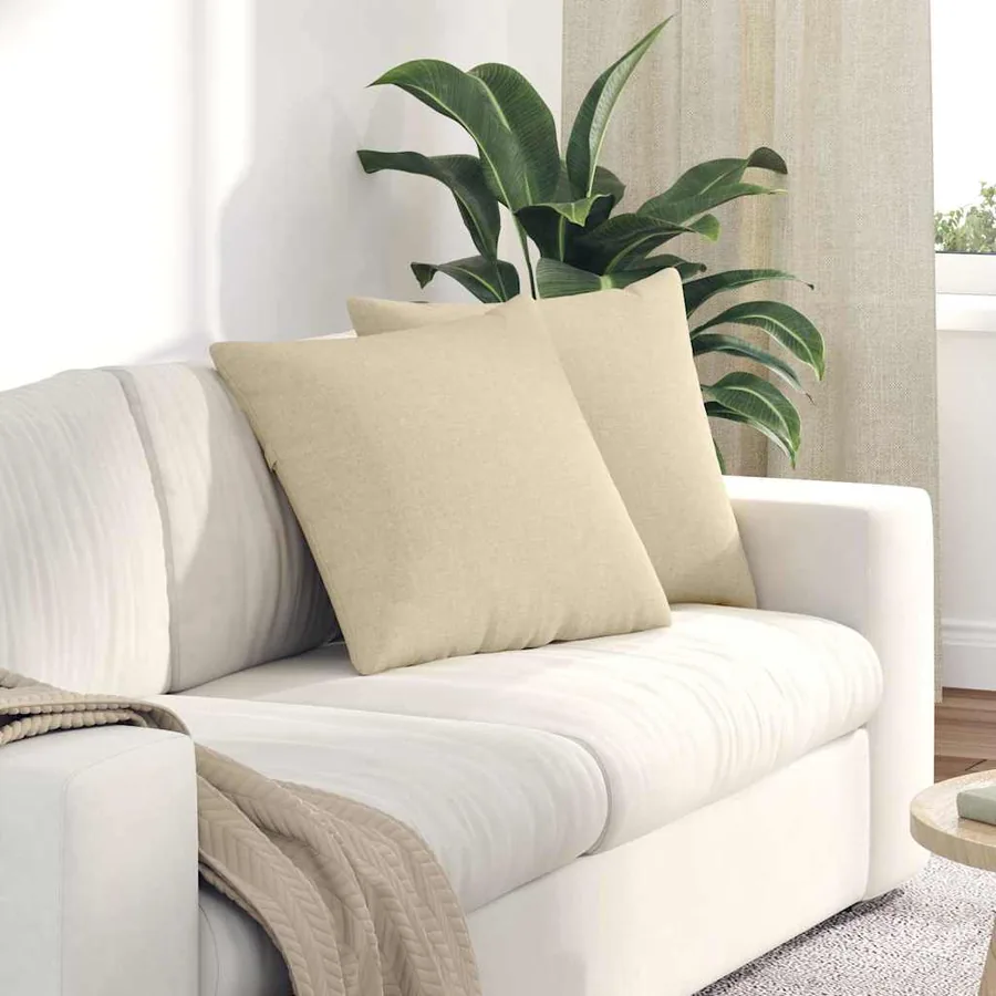 Coussins de canapé 2 pcs Crème 50 x 50 cm tissu
