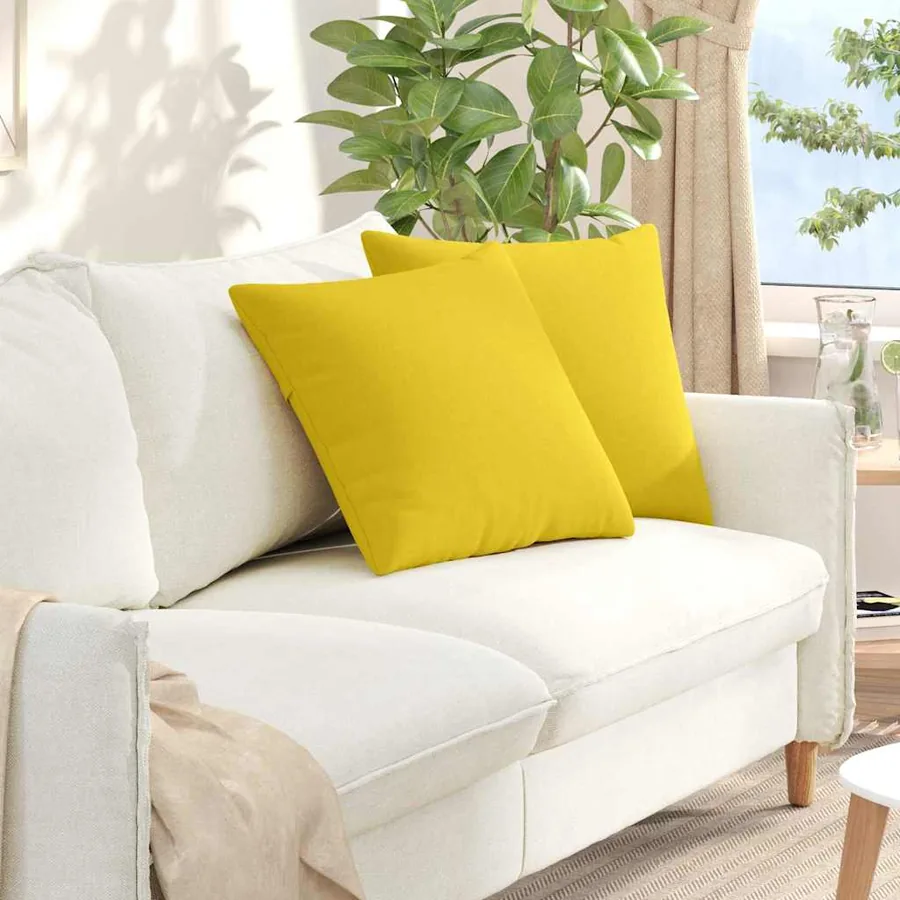 Coussins de canapé 2 pcs Jaune clair 50 x 50 cm tissu
