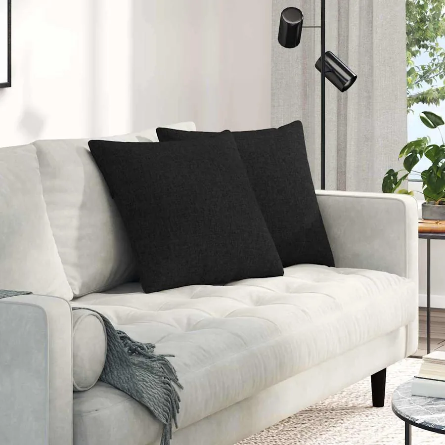 Coussins de canapé 2 pcs Noir 50 x 50 cm tissu