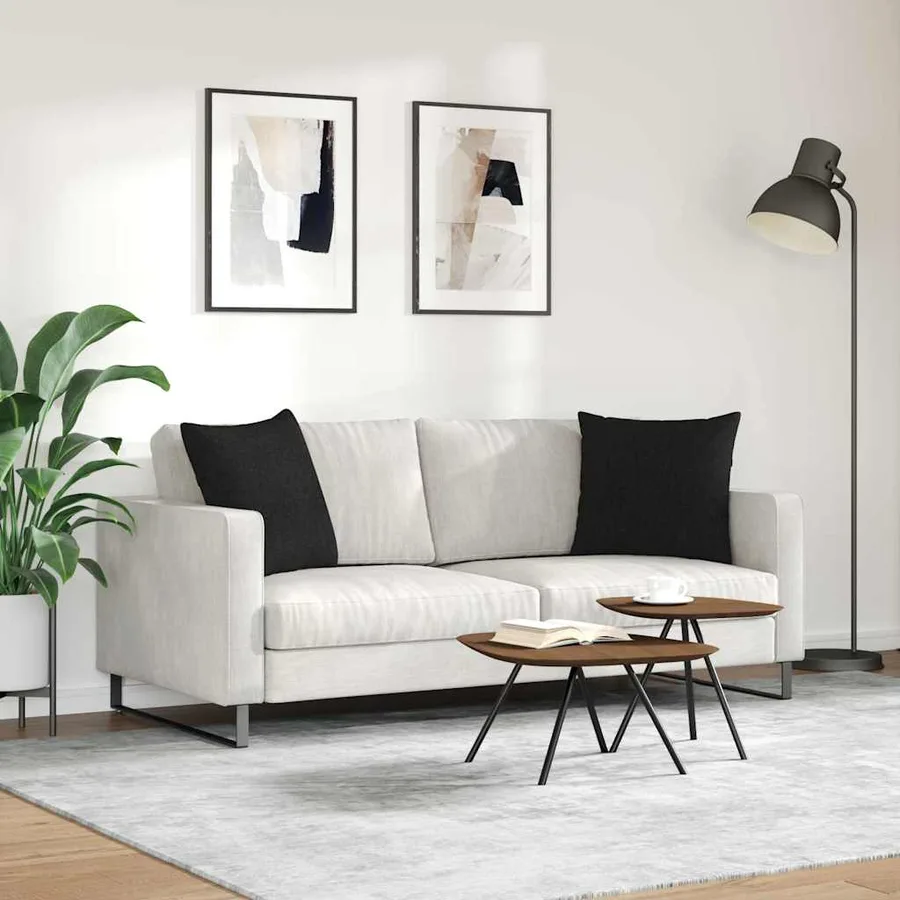 Coussins de canapé 2 pcs Noir 50 x 50 cm tissu - 4