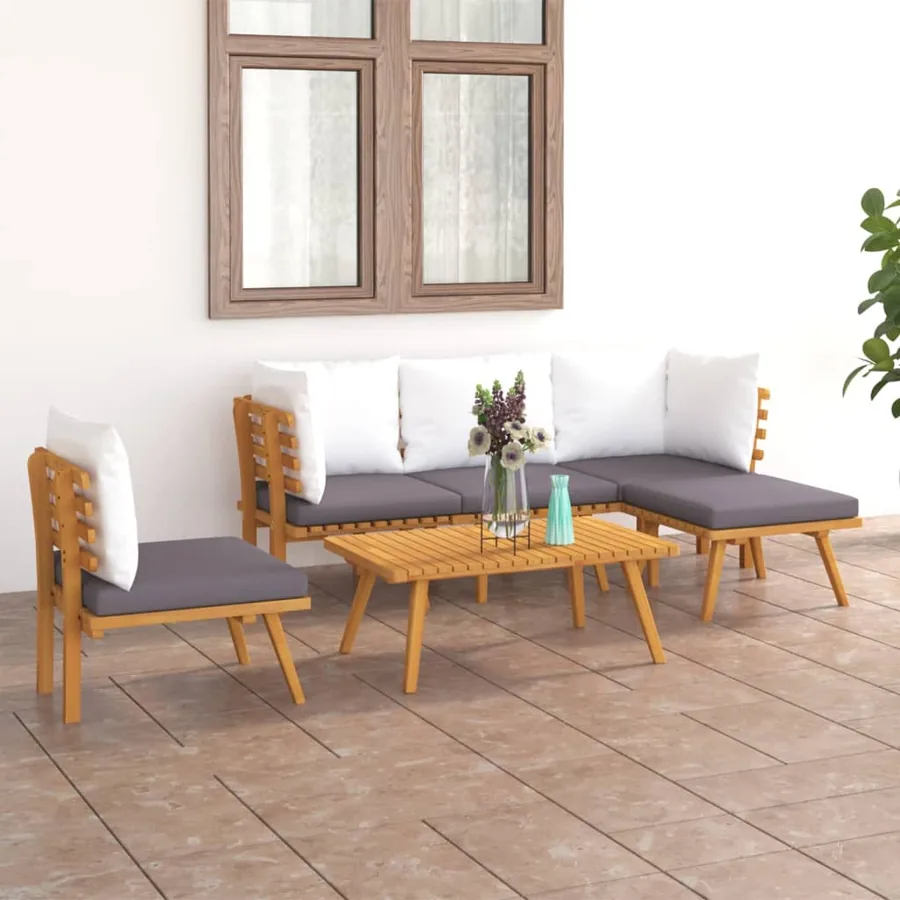 Garden Lounge Set 6 pcs with Cushions Solid Acacia Wood