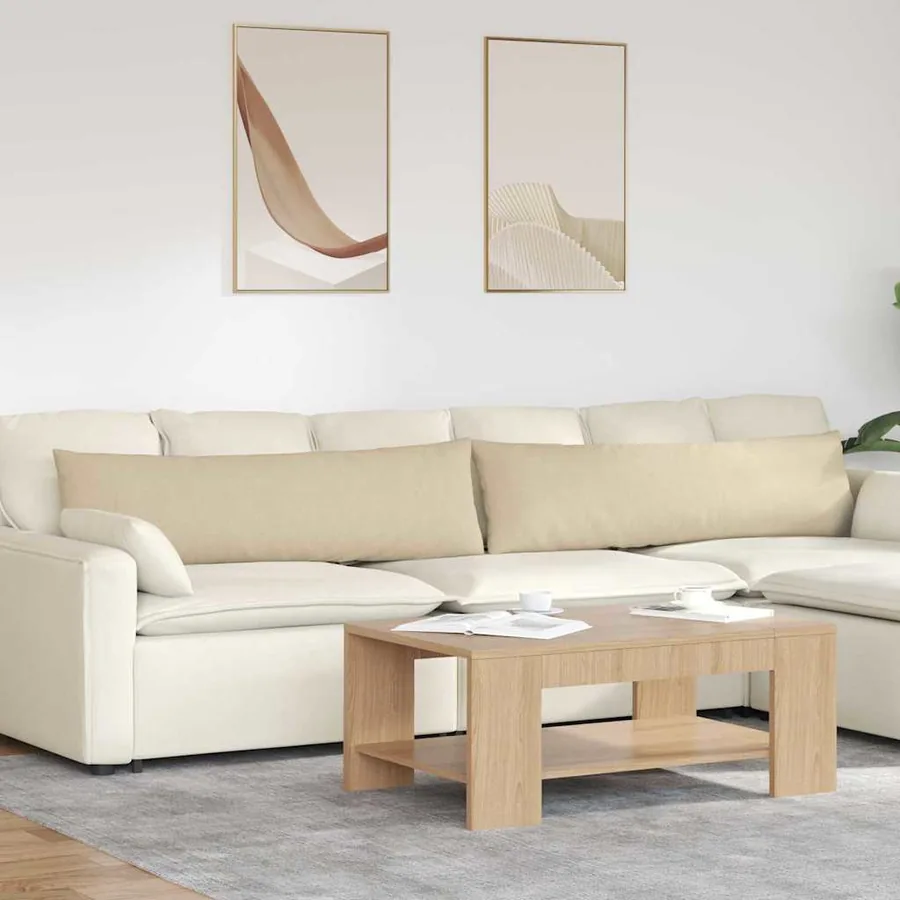 Coussins de canapé 2 pcs Crème 145 x 40 cm tissu