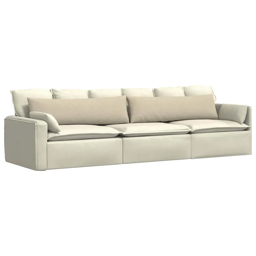 Coussins de canapé 2 pcs Crème 145 x 40 cm tissu - 3