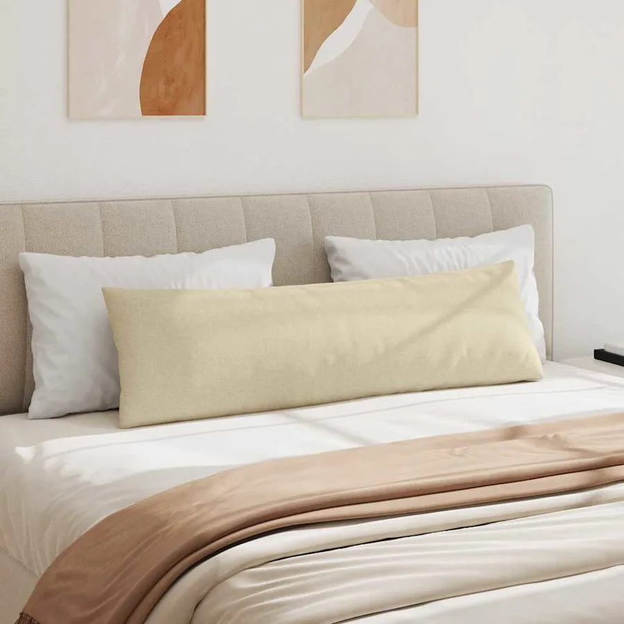 Coussins de canapé 2 pcs Crème 145 x 40 cm tissu - 4