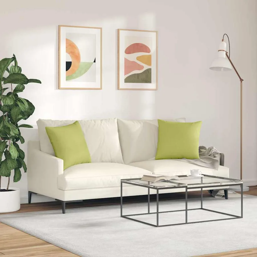 Coussins de canapé 2 pcs Vert clair 45 x 45 cm tissu - 4