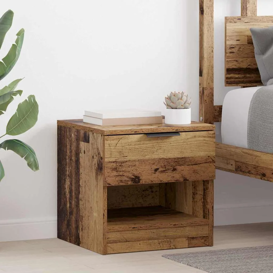 Armoire de lit avec tiroir 2 pcs Bois ancien 40 x 39 x 40cm
