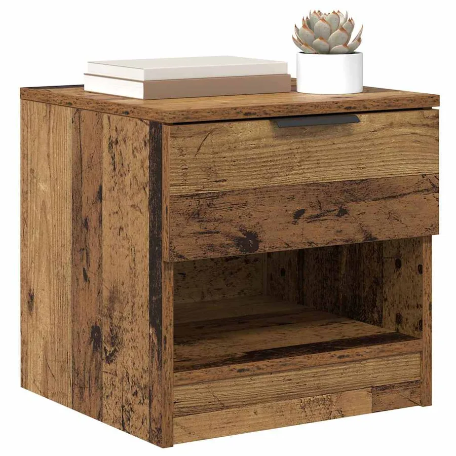 Armoire de lit avec tiroir 2 pcs Bois ancien 40 x 39 x 40cm - 3