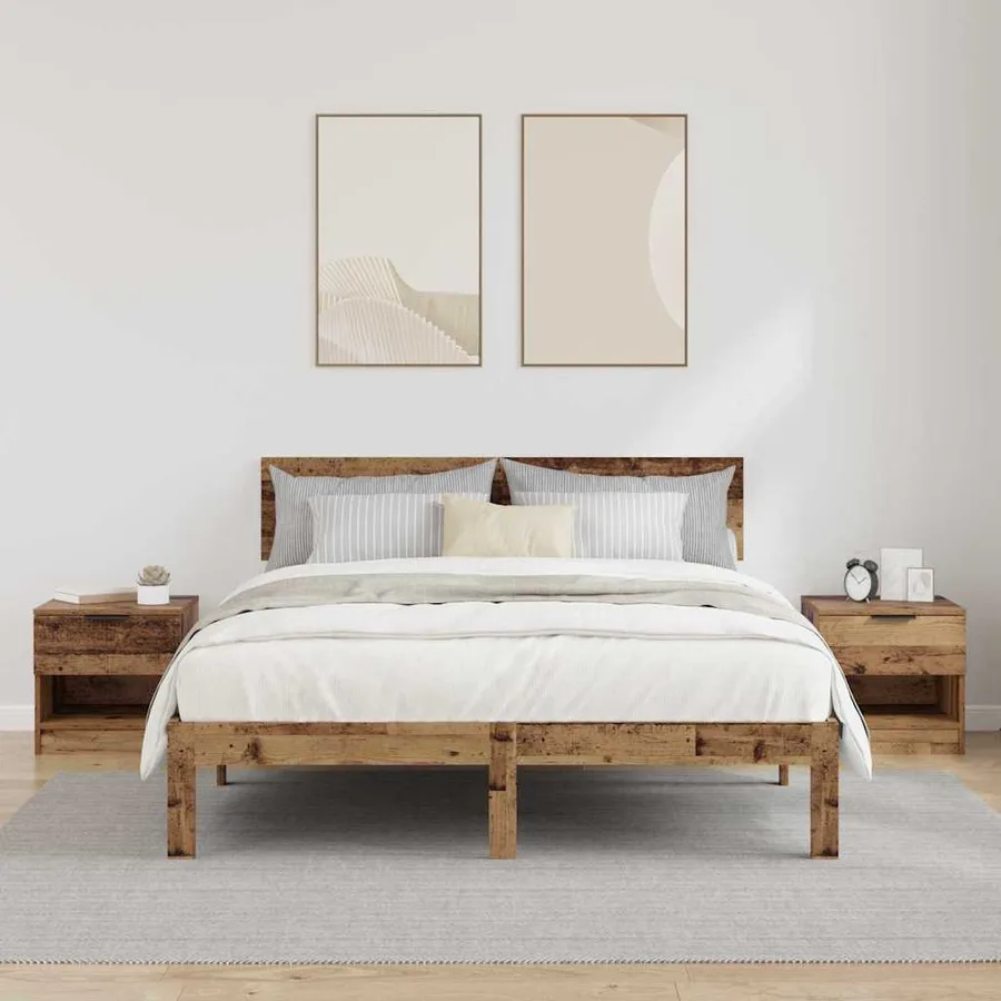 Armoire de lit avec tiroir 2 pcs Bois ancien 40 x 39 x 40cm - 4