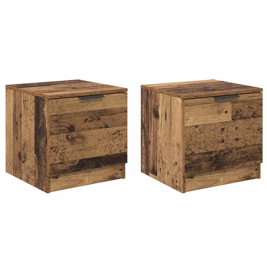 Armoire de lit avec tiroir 2 pcs Bois ancien 40 x 39 x 40cm - 2