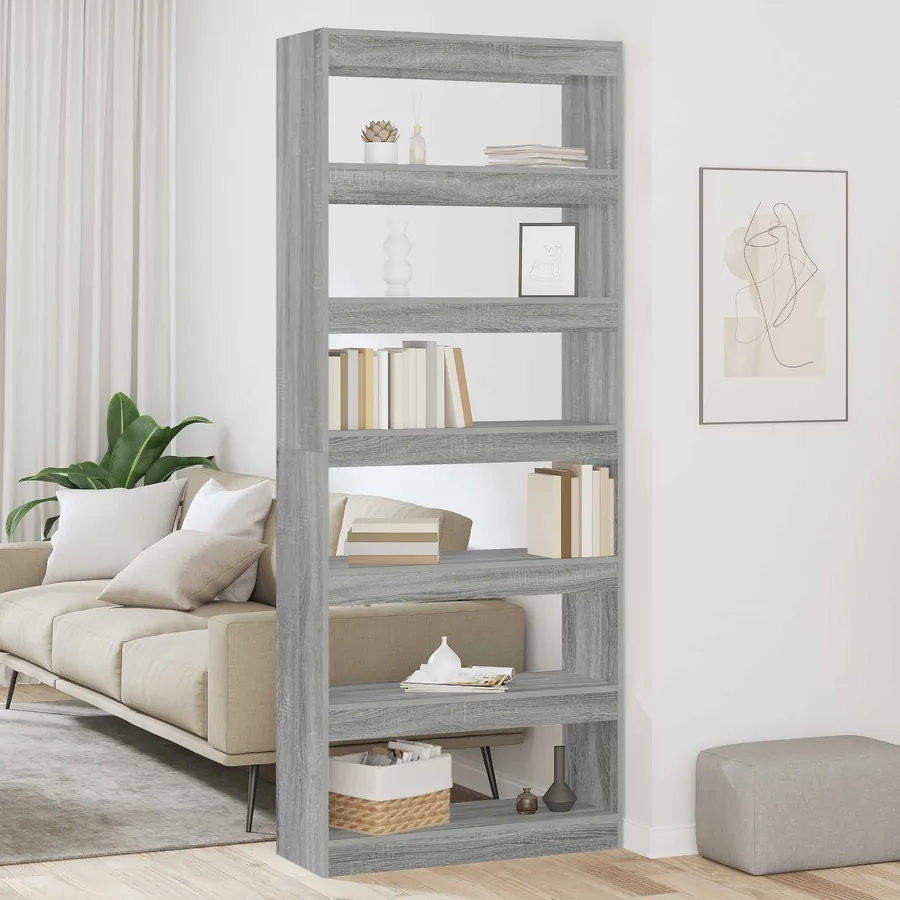 Bibliothèque Gris Sonoma 80 x 30 x 198 cm Bois d'ingénierie