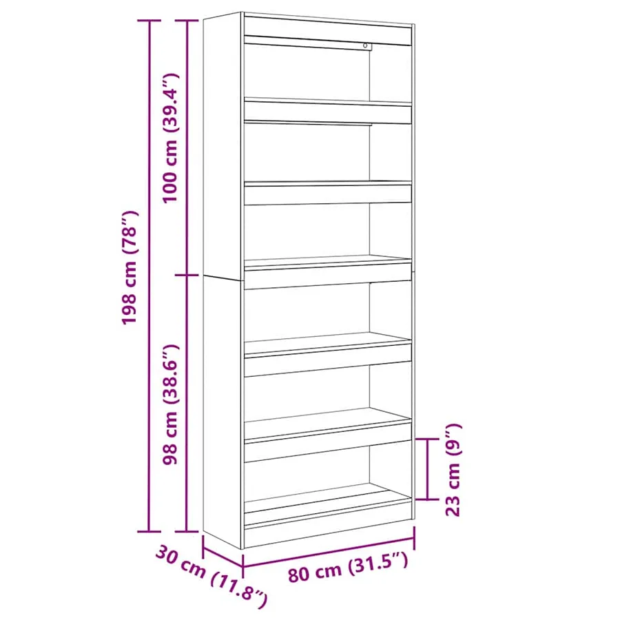 Bibliothèque Gris Sonoma 80 x 30 x 198 cm Bois d'ingénierie - 12