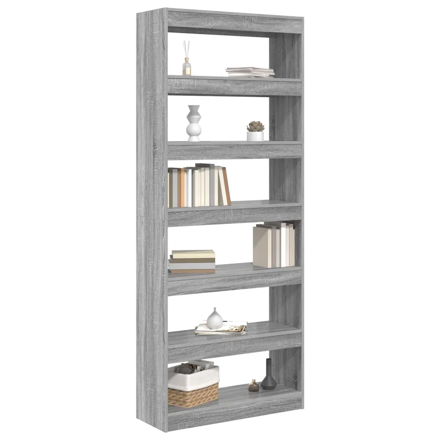Bibliothèque Gris Sonoma 80 x 30 x 198 cm Bois d'ingénierie - 3