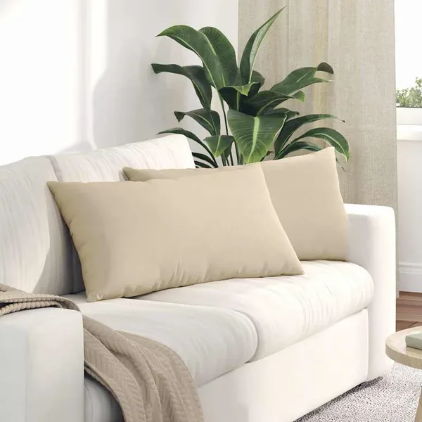 Coussins de canapé 2 pcs Crème 80 x 40 cm tissu