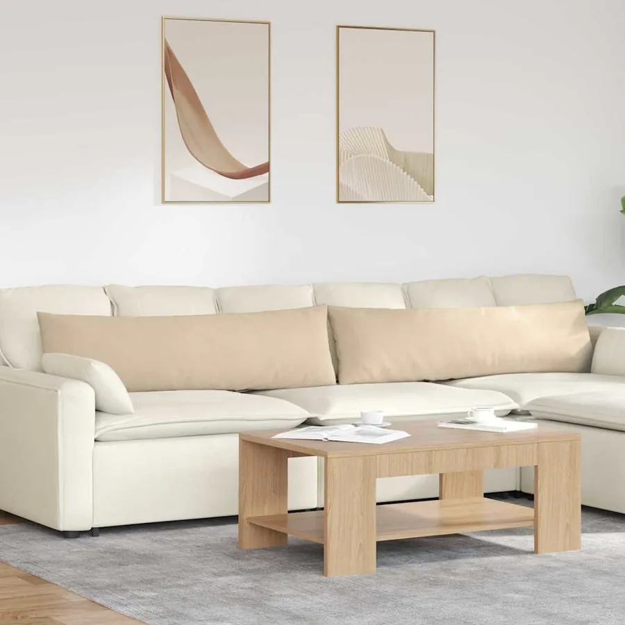 Coussins de canapé 2 pcs Crème 145 x 40 cm tissu