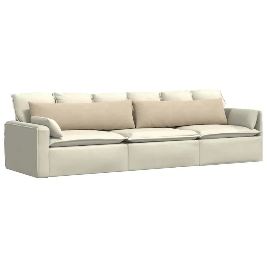 Coussins de canapé 2 pcs Crème 145 x 40 cm tissu - 3