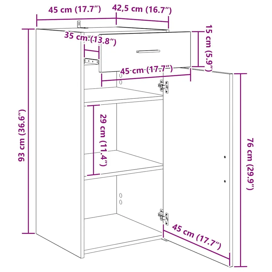 Buffet chêne artisanal 45 x 42,5 x 93 cm Bois d'ingénierie - 16