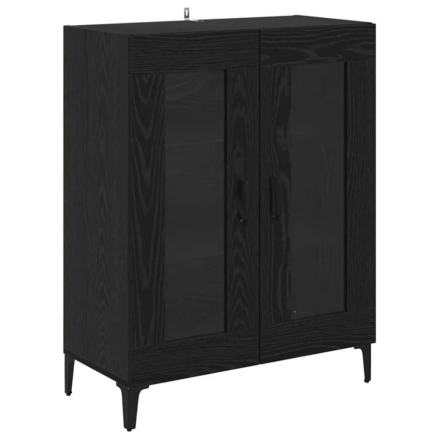 Buffet Chêne noir 69,5 x 34 x 90 cm Bois d'ingénierie et fer - 2