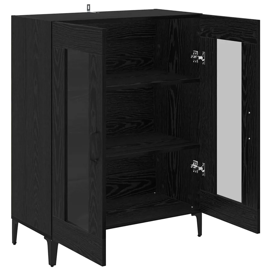 Buffet Chêne noir 69,5 x 34 x 90 cm Bois d'ingénierie et fer - 5