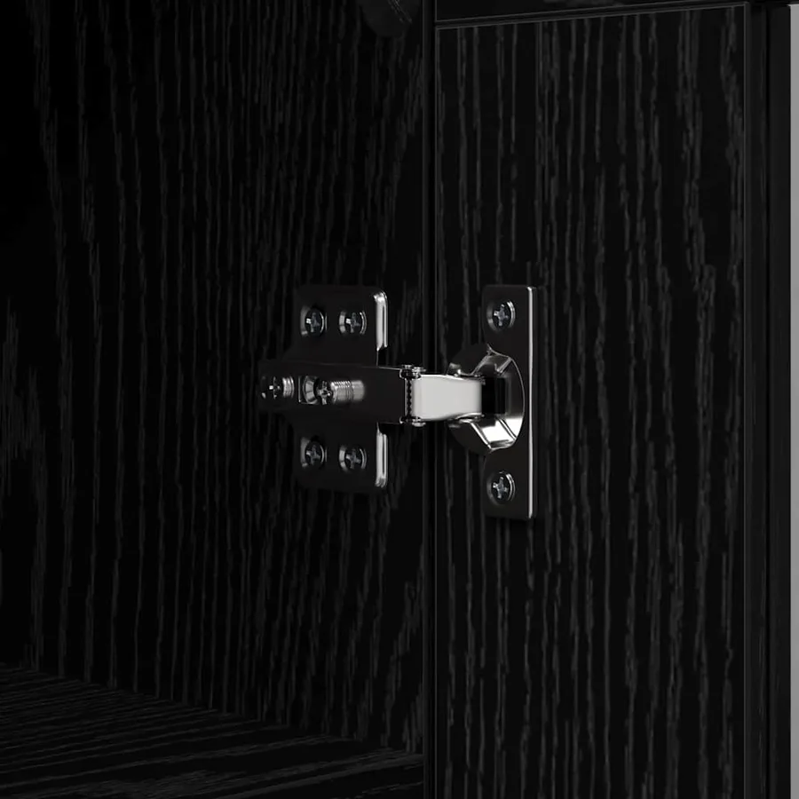 Buffet Chêne noir 69,5 x 34 x 90 cm Bois d'ingénierie et fer - 9