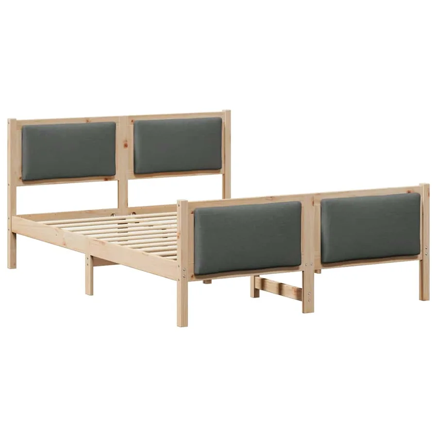 Cadre de lit avec tête de lit Gris foncé 140 x 190 cm tissu - 2