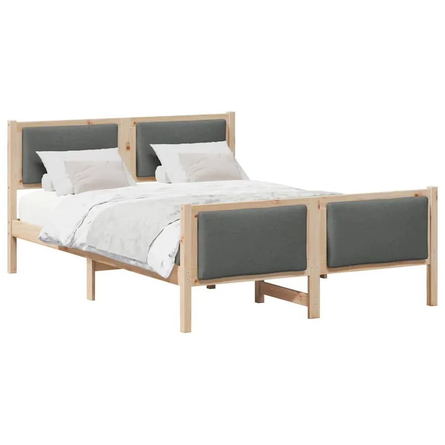 Cadre de lit avec tête de lit Gris foncé 140 x 190 cm tissu - 3