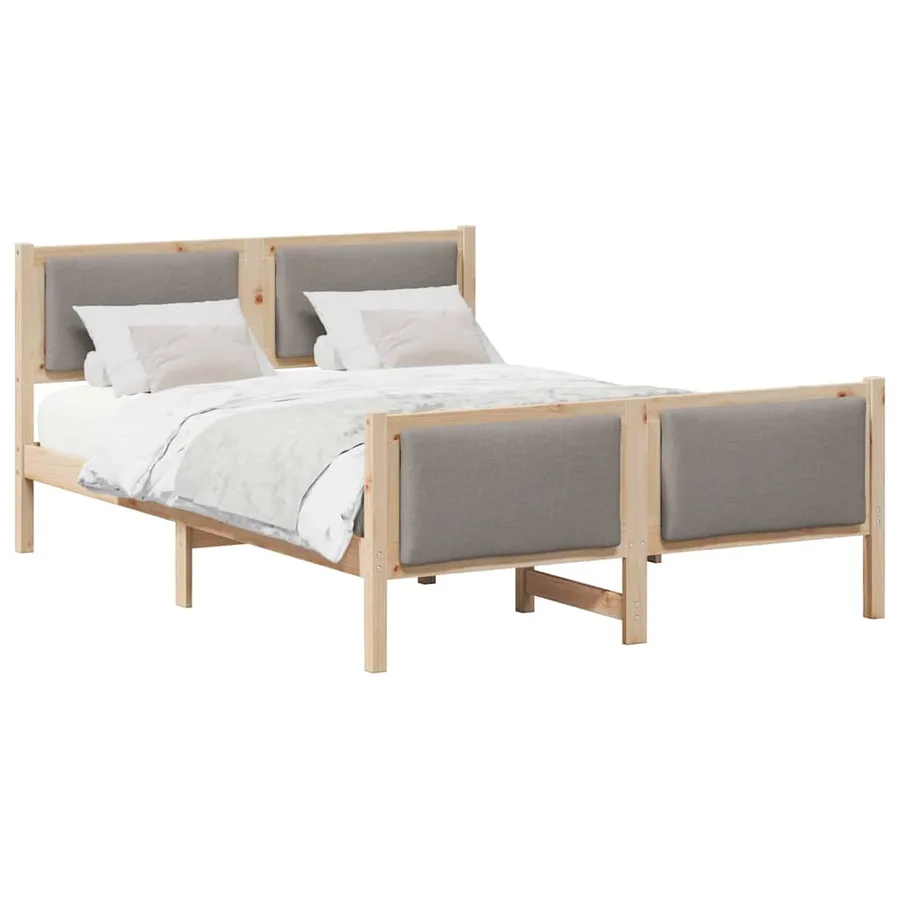 Cadre de lit avec tête de lit Taupe 140 x 190 cm tissu - 3