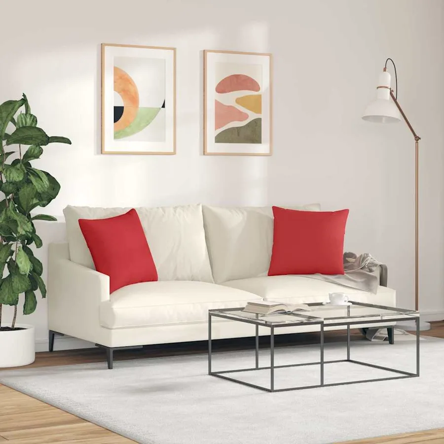 Coussins de canapé 2 pcs Rouge 45 x 45 cm tissu - 4
