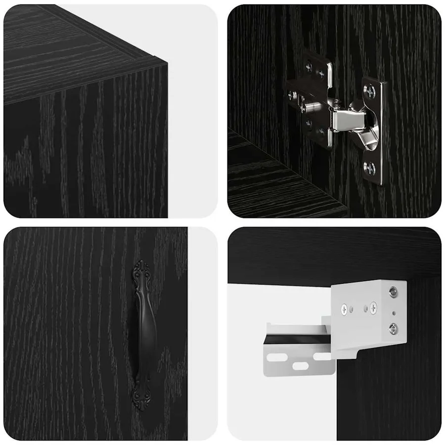 Armoire Murale Chêne noir 60 x 31 x 60 cm Bois d'ingénierie - 9