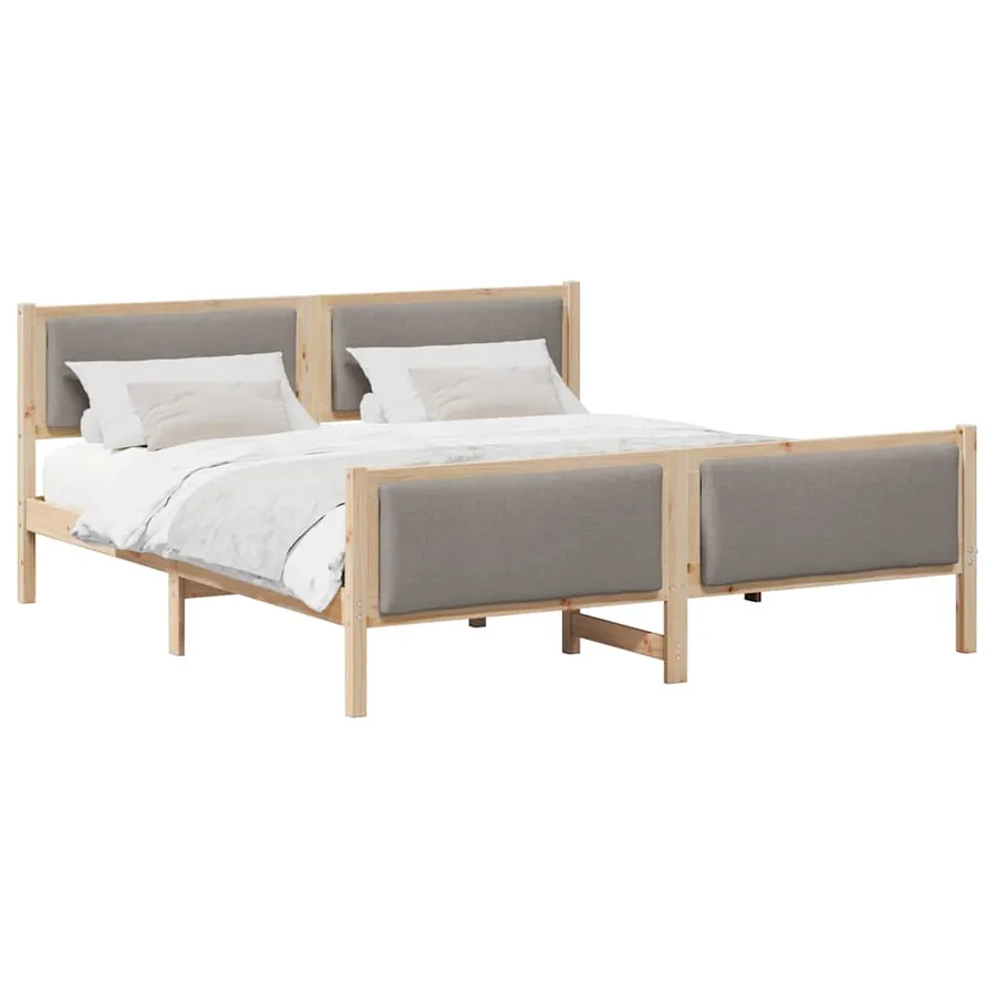 Cadre de lit avec tête de lit Taupe 180 x 200 cm tissu - 3