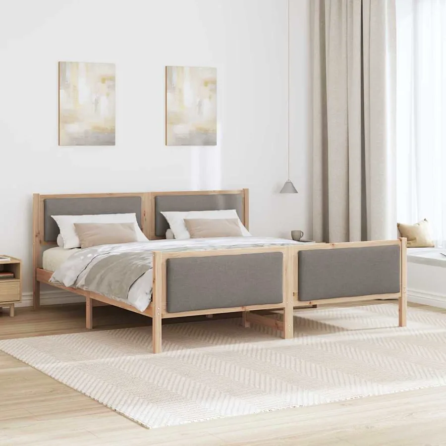 Cadre de lit avec tête de lit Taupe 180 x 200 cm tissu - 4