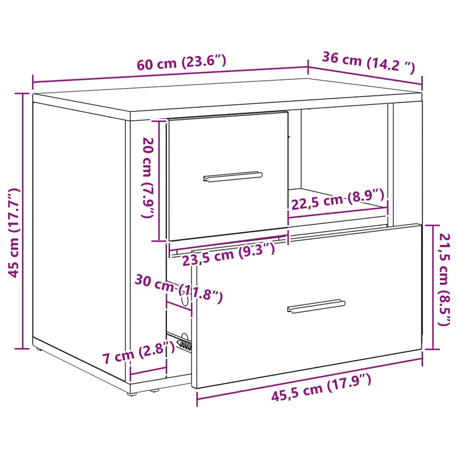 Cabinet de chevet Chêne artisanal 35 x 60 x 50 cm - 15