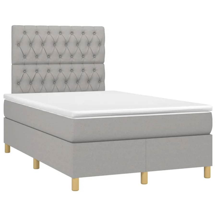 Sommier à lattes de lit matelas et LED Gris clair 120x200 cm - 3