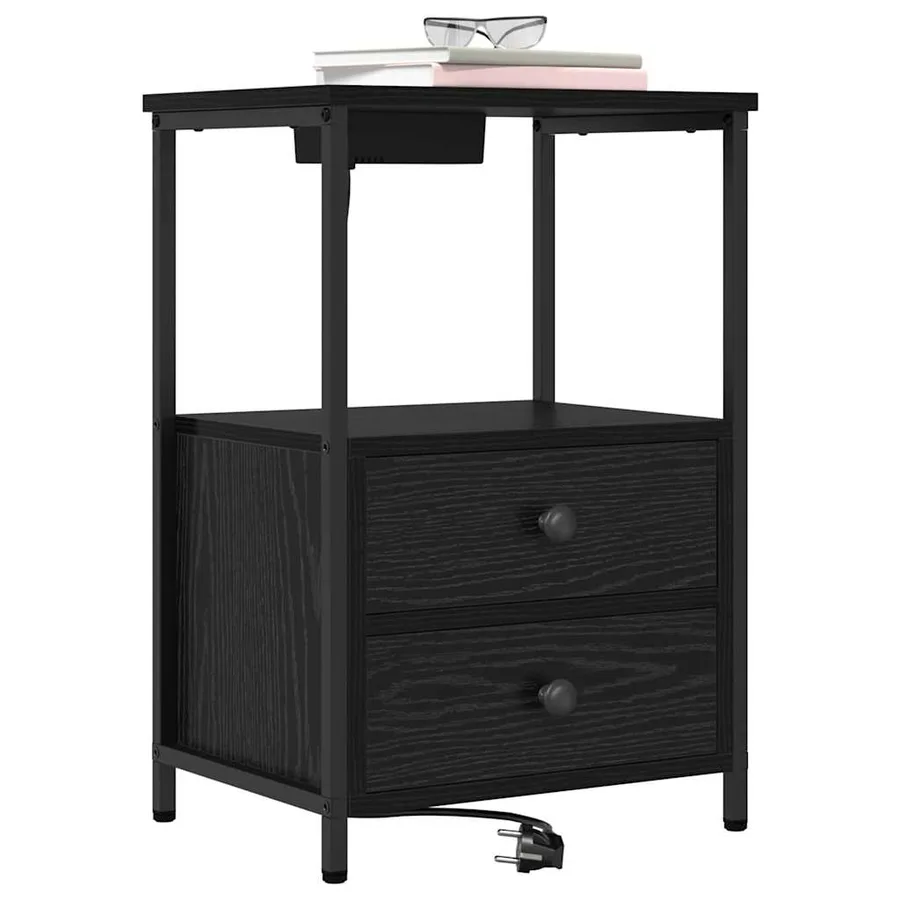 Cabinet de chevet Chêne noir 40 x 31 x 60 cm Bois d'ingénierie - 3