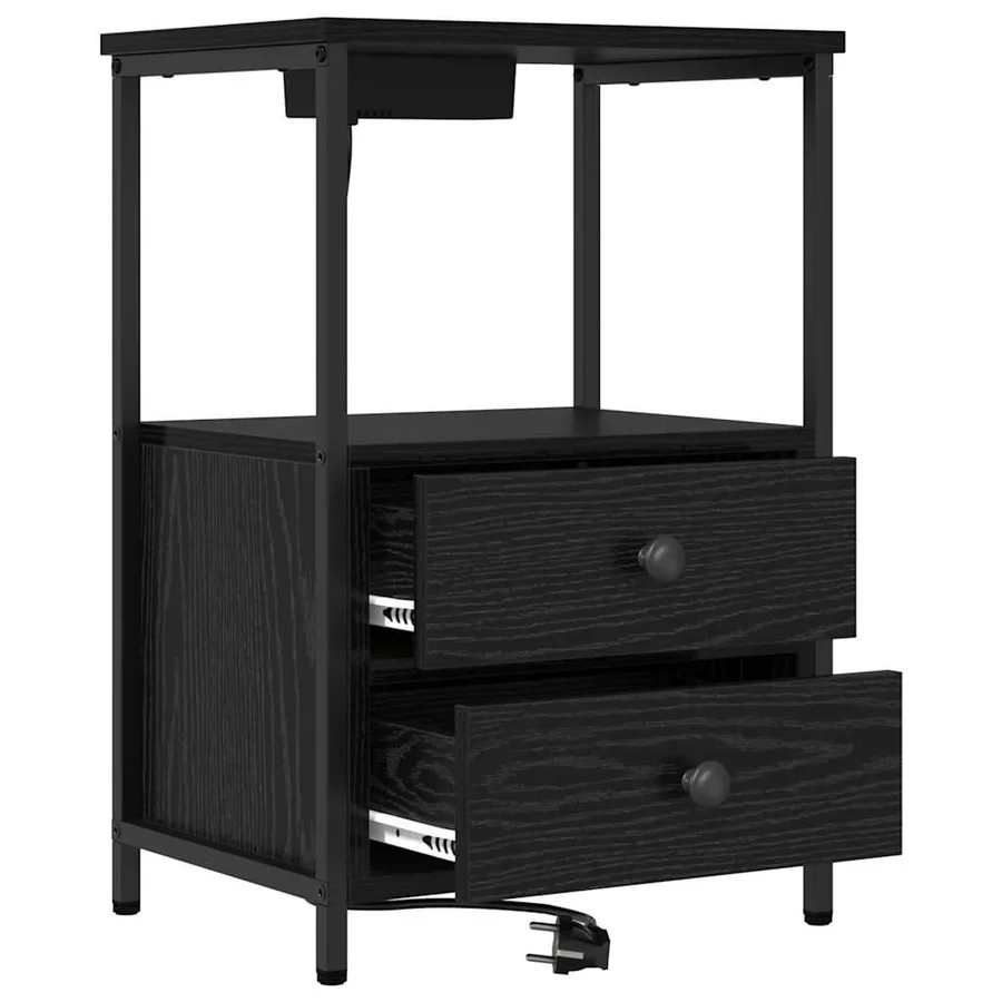 Cabinet de chevet Chêne noir 40 x 31 x 60 cm Bois d'ingénierie - 5