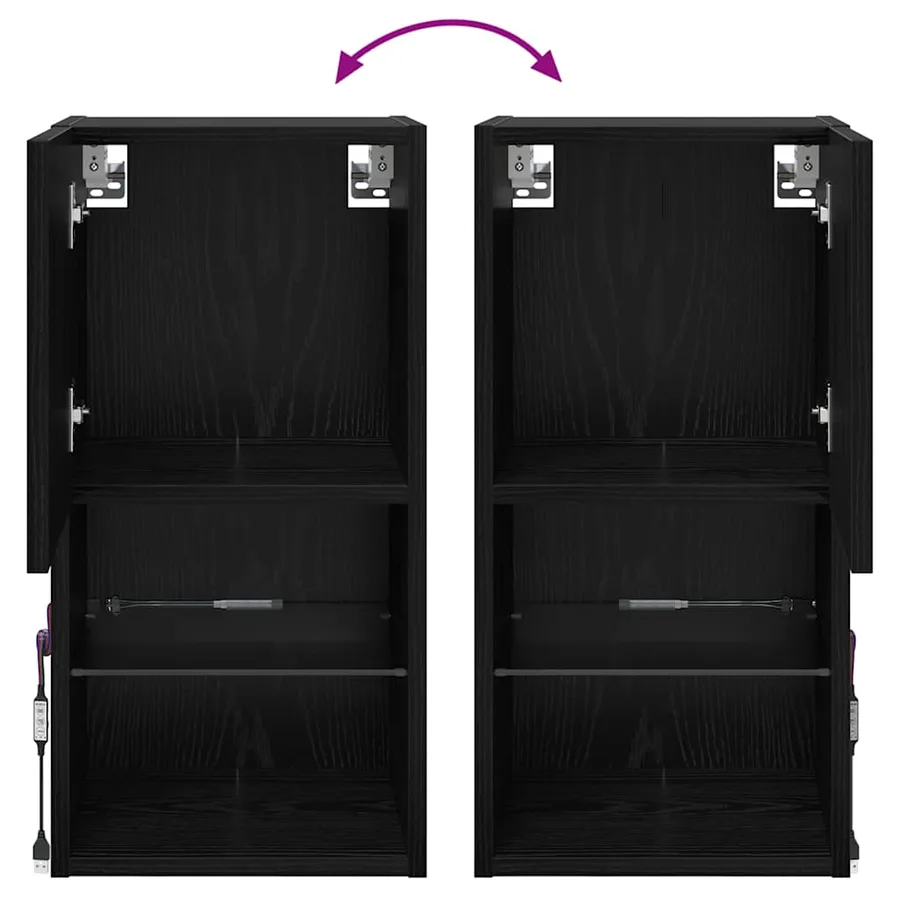Meubles TV muraux avec LED 2 pcs Chêne noir 30,5 x 30 x 60 cm - 14