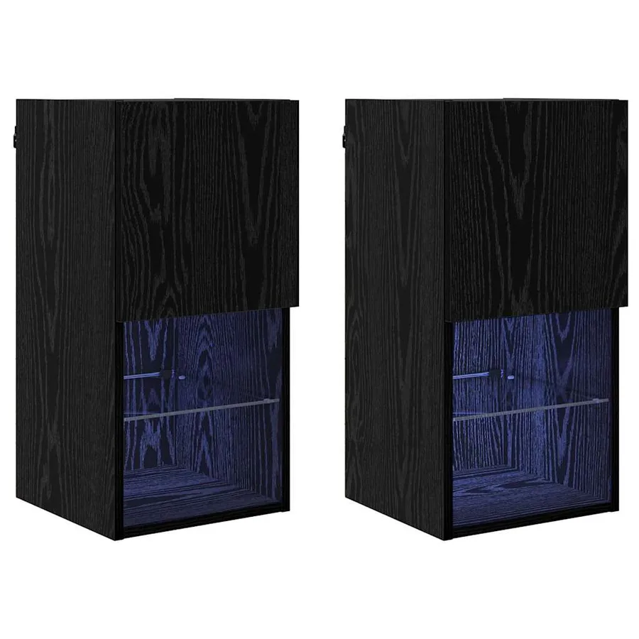 Meubles TV muraux avec LED 2 pcs Chêne noir 30,5 x 30 x 60 cm - 2
