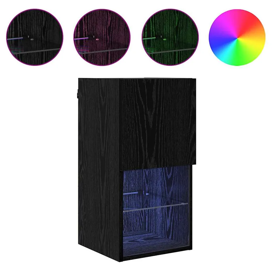 Meubles TV muraux avec LED 2 pcs Chêne noir 30,5 x 30 x 60 cm - 4