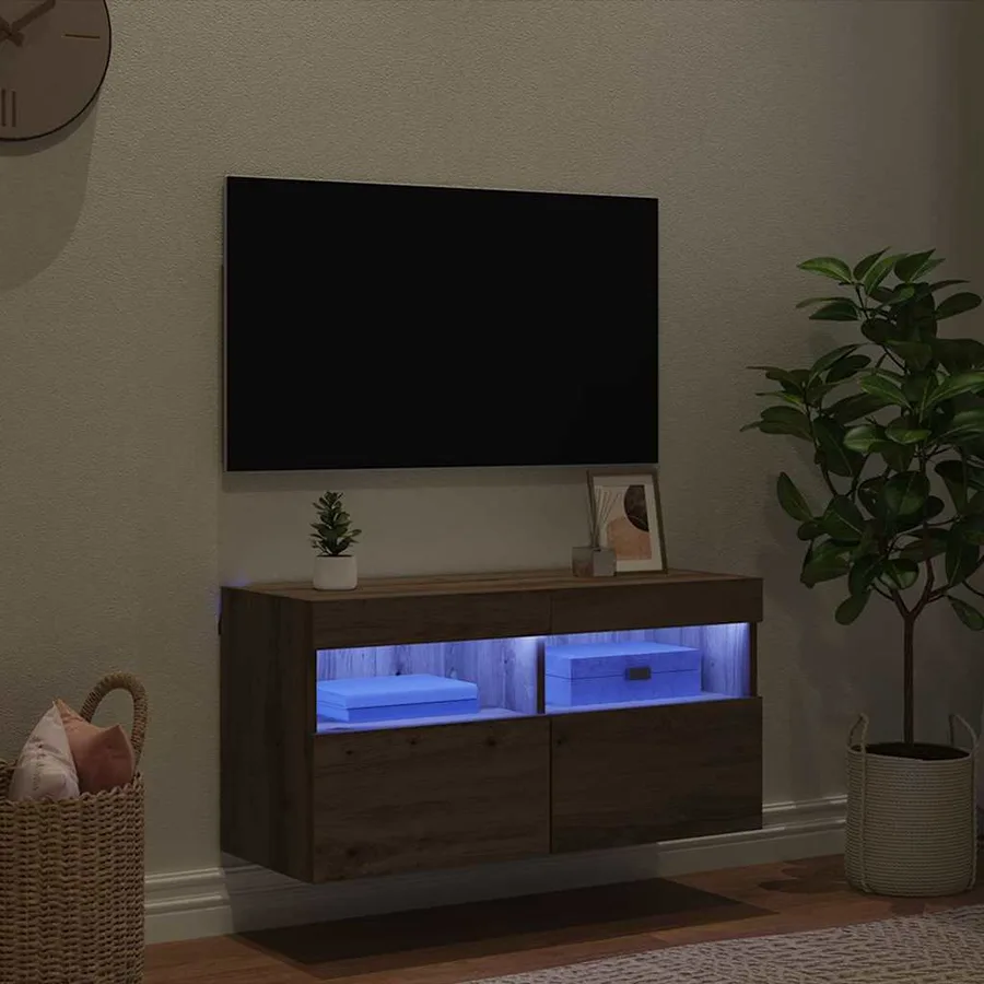 Meuble TV mural 80 x 30 x 40 cm Chêne artisanal - 5