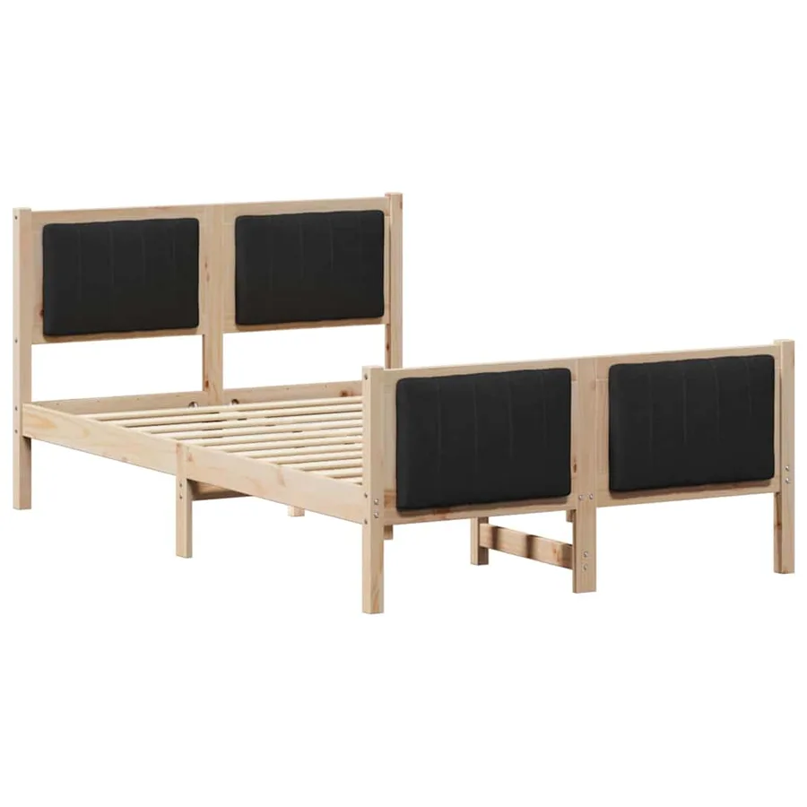 Cadre de lit Marron et noir 120 x 200 cm Bois massif en pin - 2