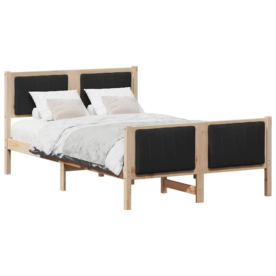 Cadre de lit Marron et noir 120 x 200 cm Bois massif en pin - 3