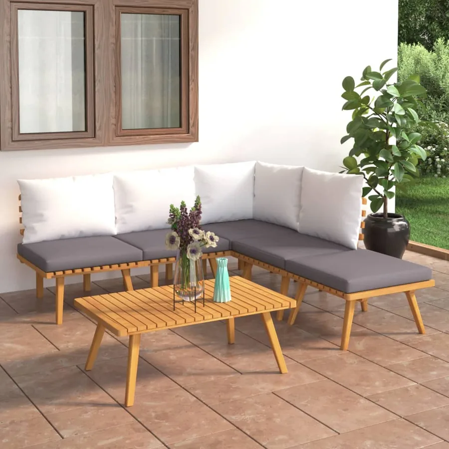 6 pcs garden lounge set with cushions Solid acacia wood