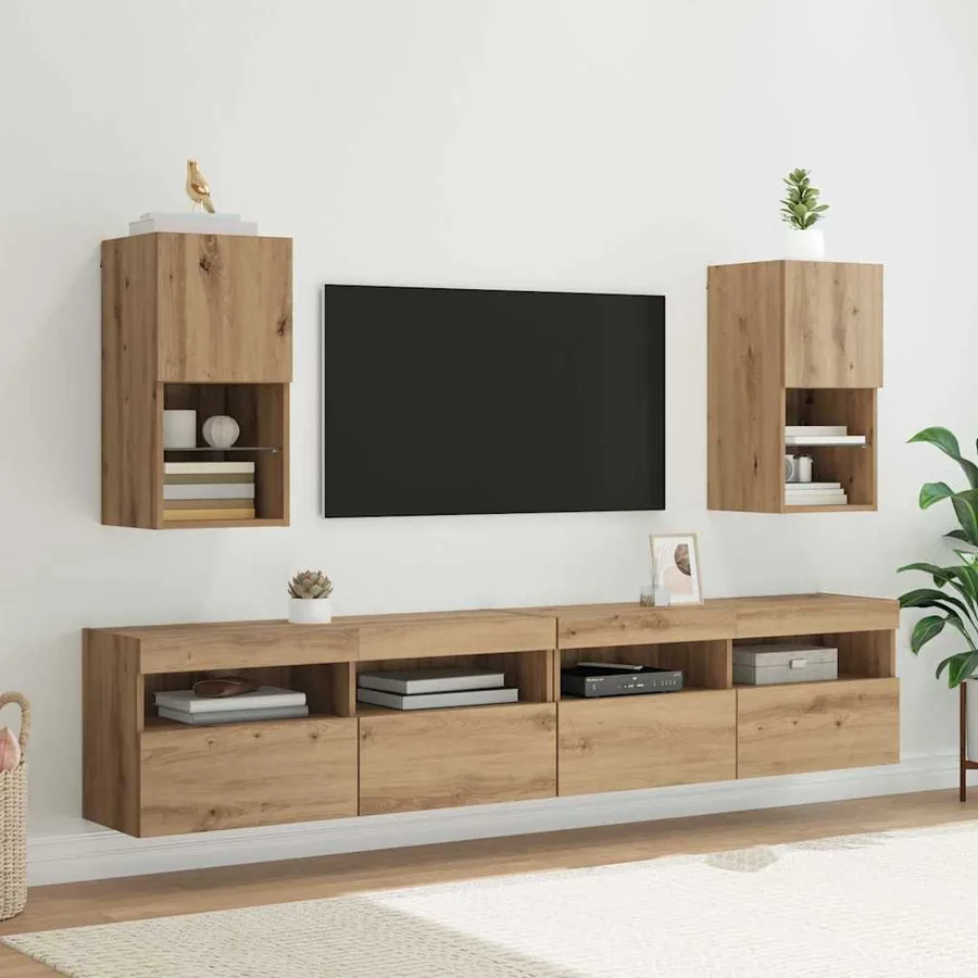 Meubles TV muraux 2 pcs Chêne artisanal Bois d'ingénierie