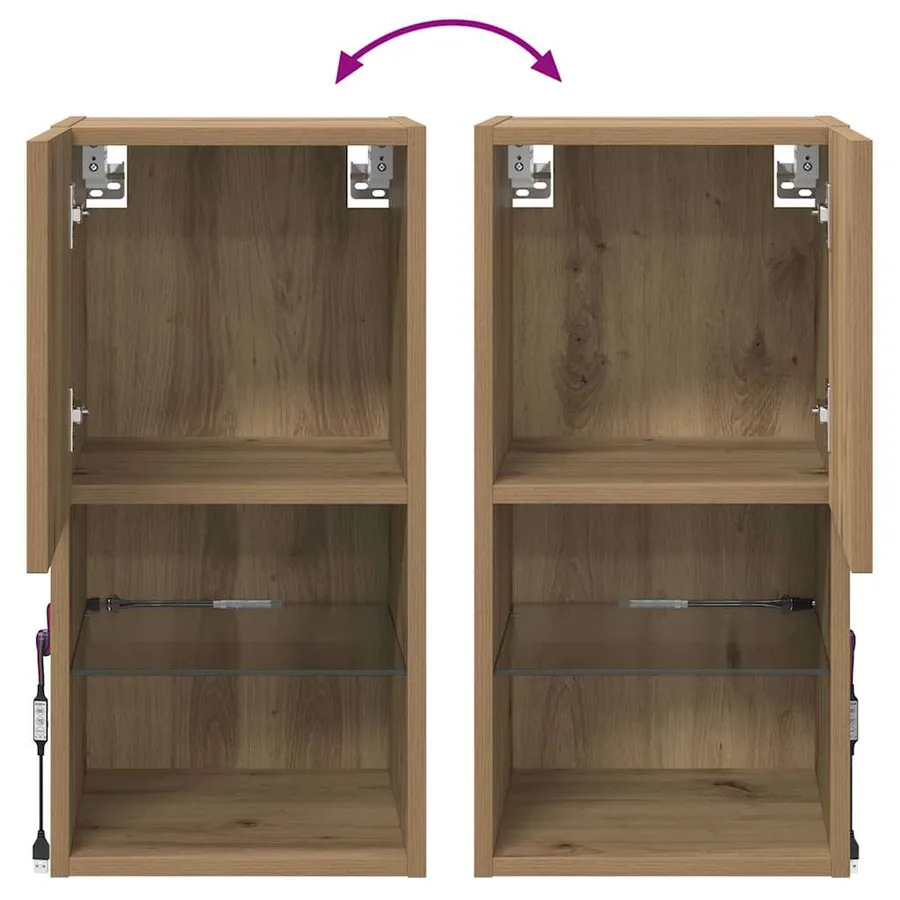 Meubles TV muraux 2 pcs Chêne artisanal Bois d'ingénierie - 14